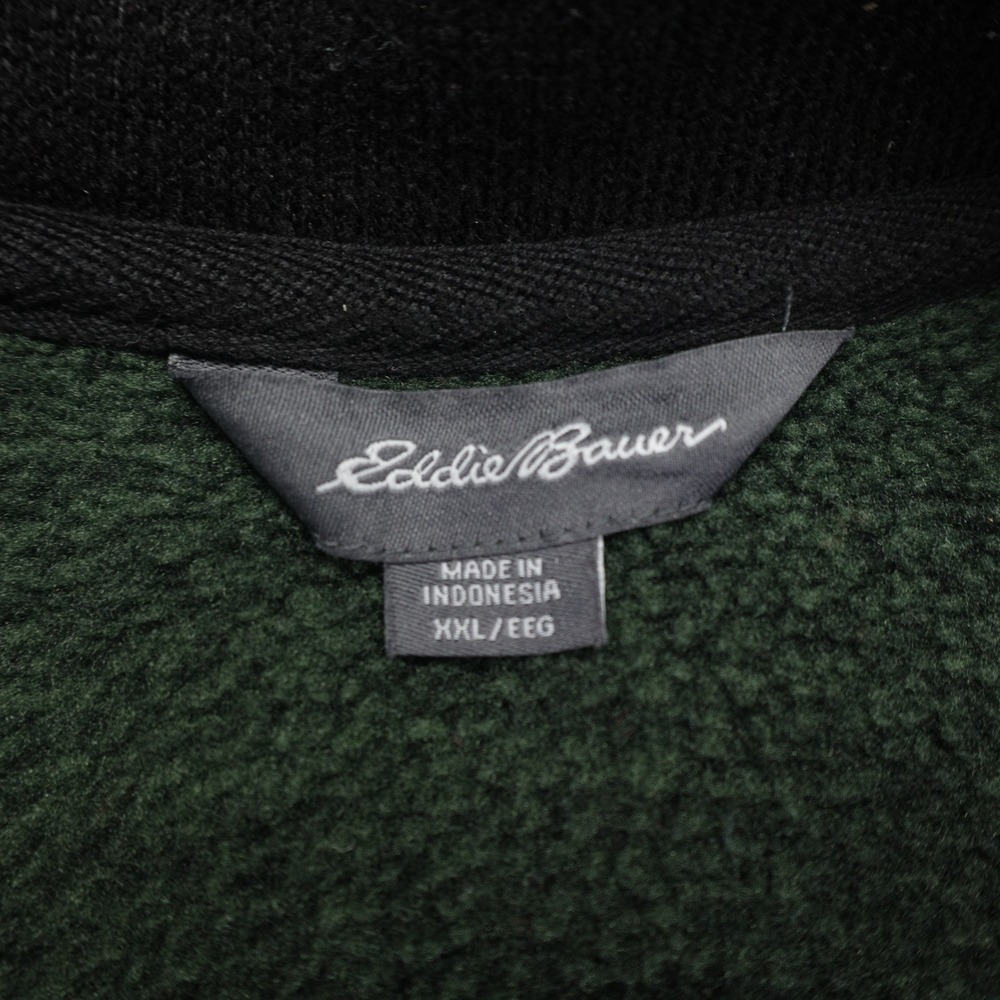 Eddie Bauer Sweater Mens XXL Green Marled 1/4 Zip Fleece Pullover Mock Neck - Picture 7 of 13